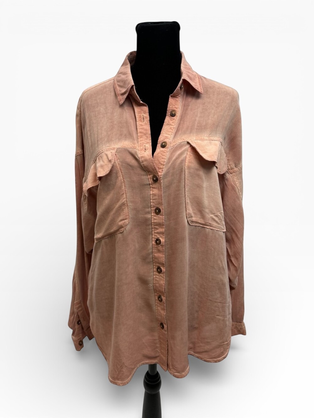 Pilcro Anthropologie Women Shirt XS Dusty Pink Button Down Oversized Relaxed